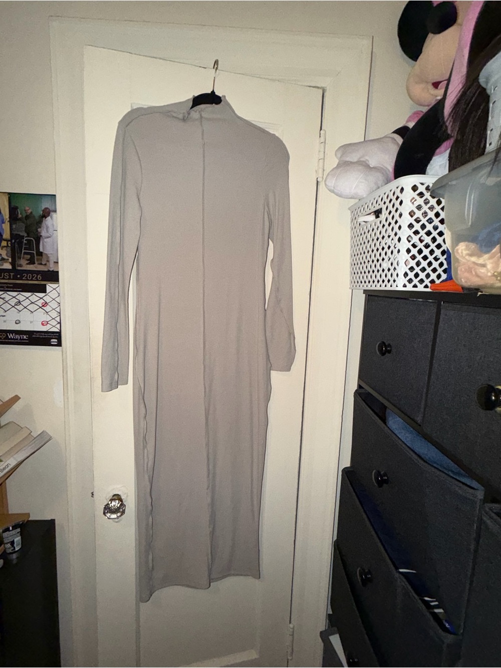 Long Sleeve Maxi Dress in Light Gray